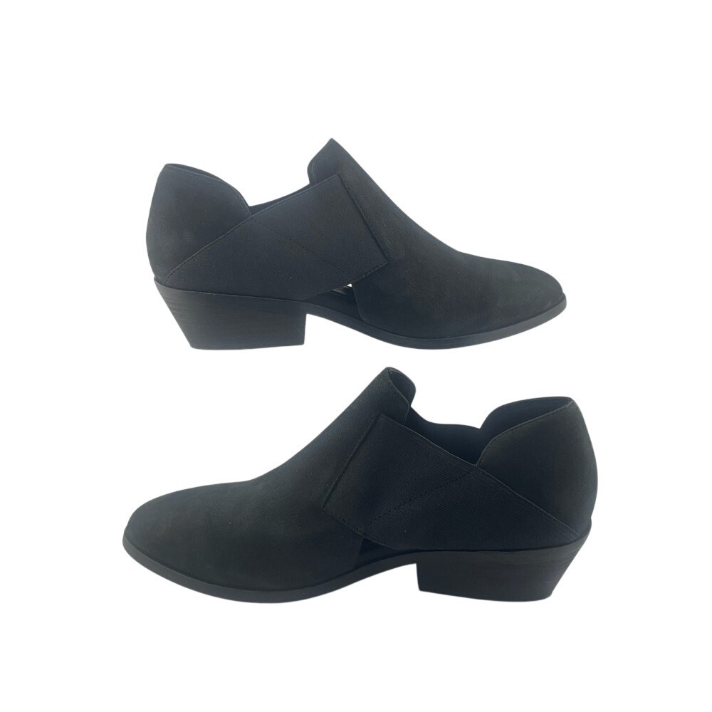 Eileen Fisher Perry Black Nubuck Elastic Cutout Shoe Booties‎ Size 7.5